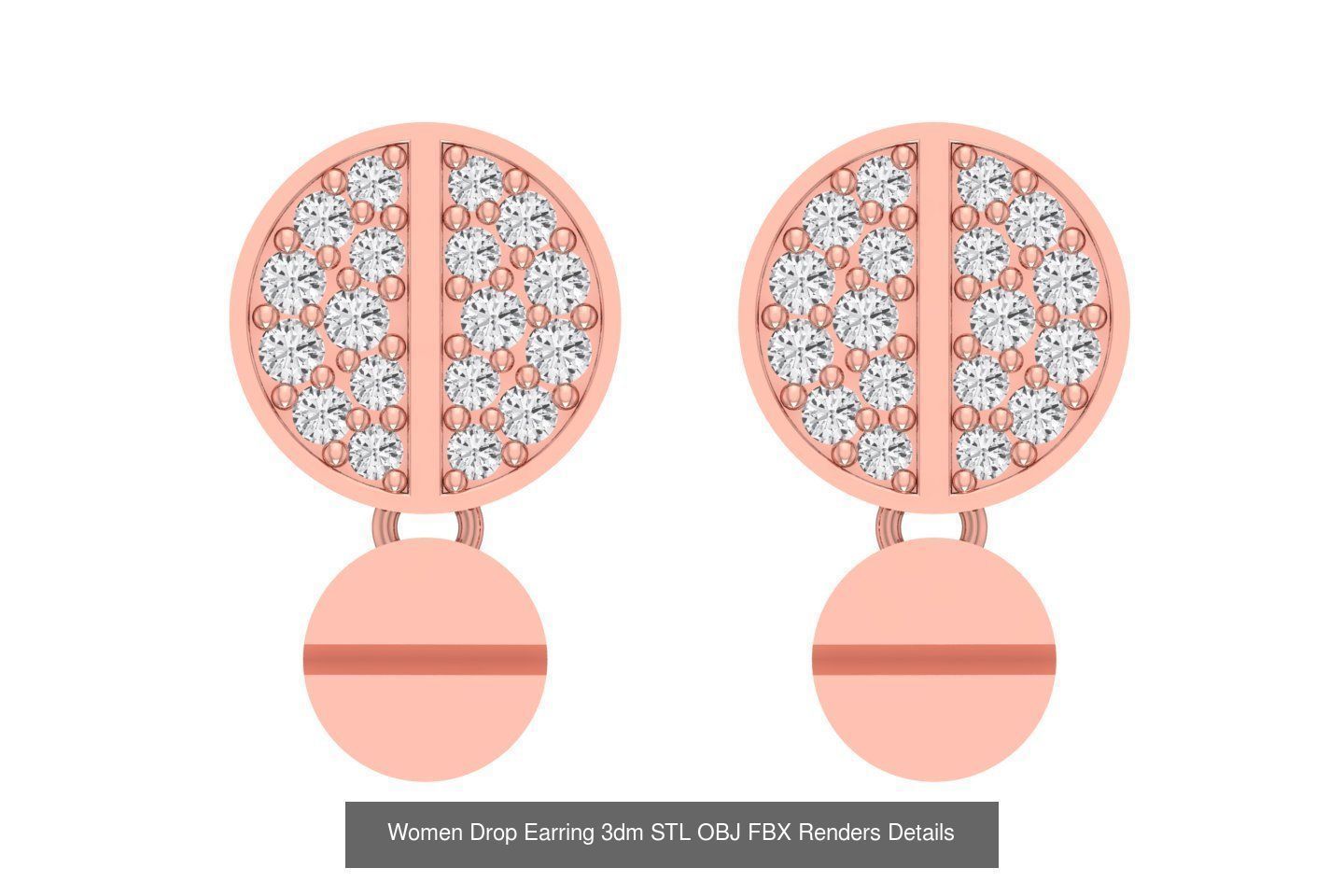 131 Women Drop Earring 3dm STL OBJ FBX Render Detail Collection _109