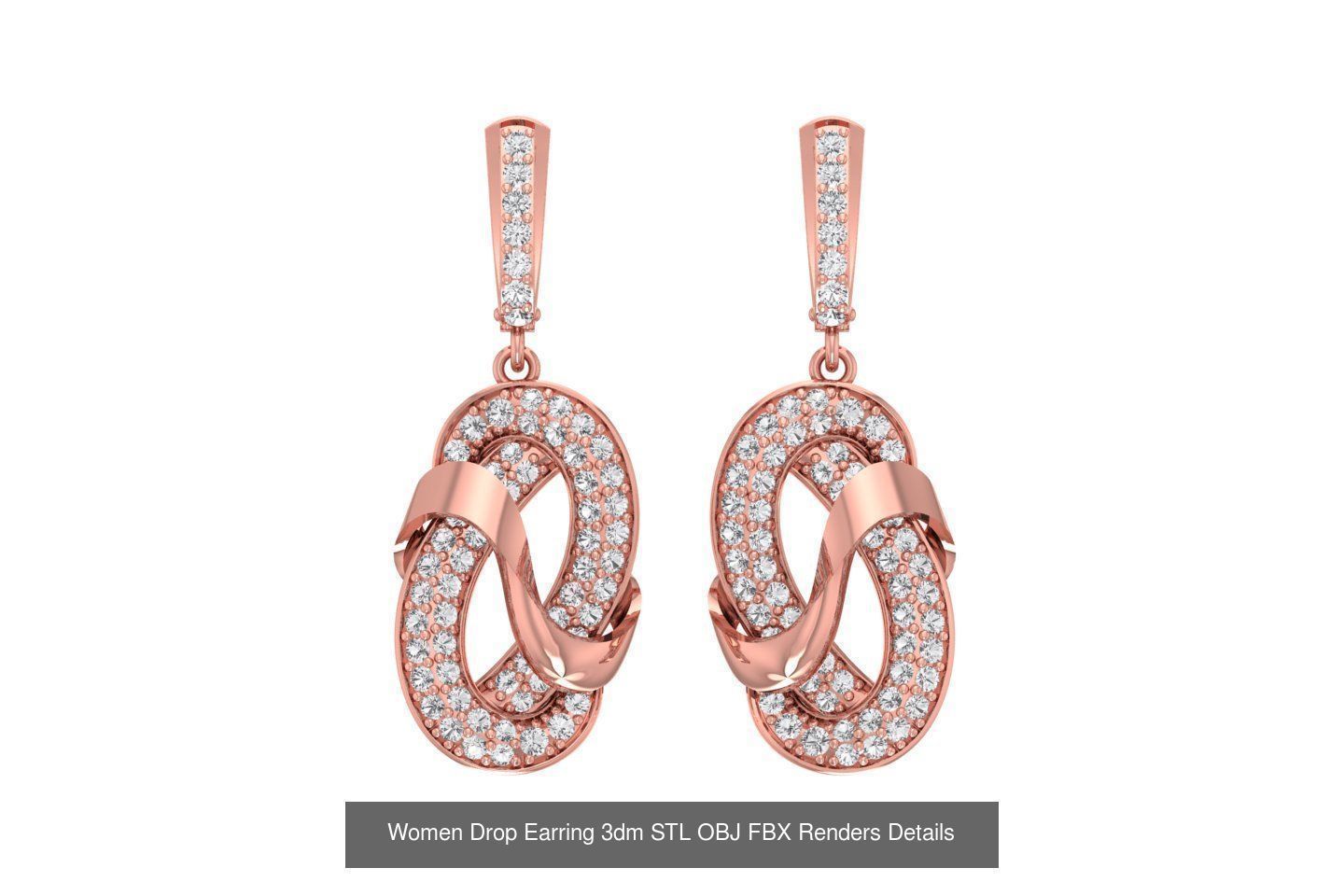 131 Women Drop Earring 3dm STL OBJ FBX Render Detail Collection _138