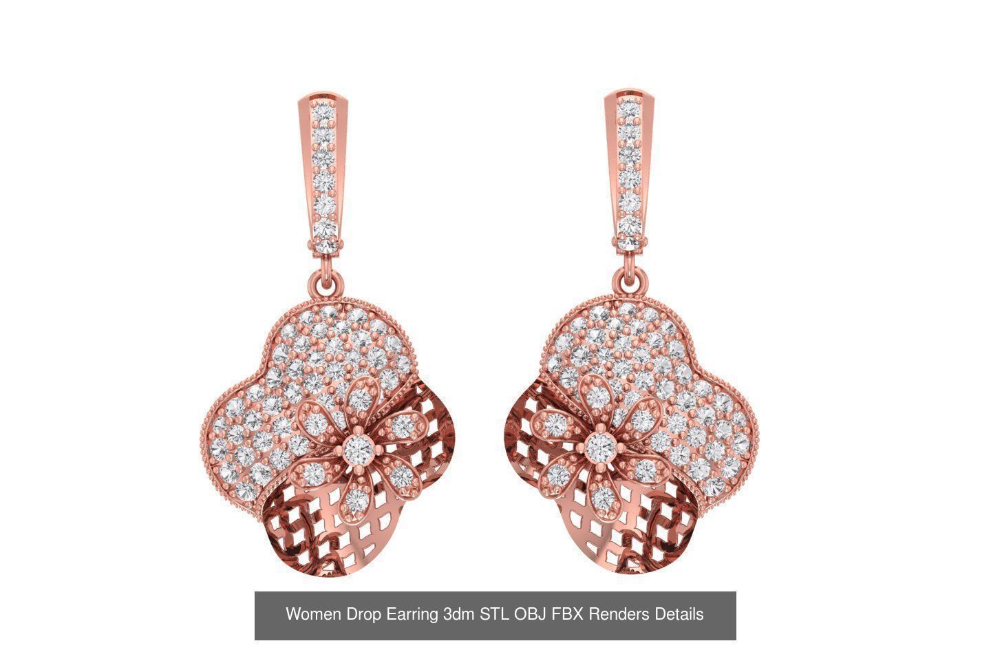 131 Women Drop Earring 3dm STL OBJ FBX Render Detail Collection _149