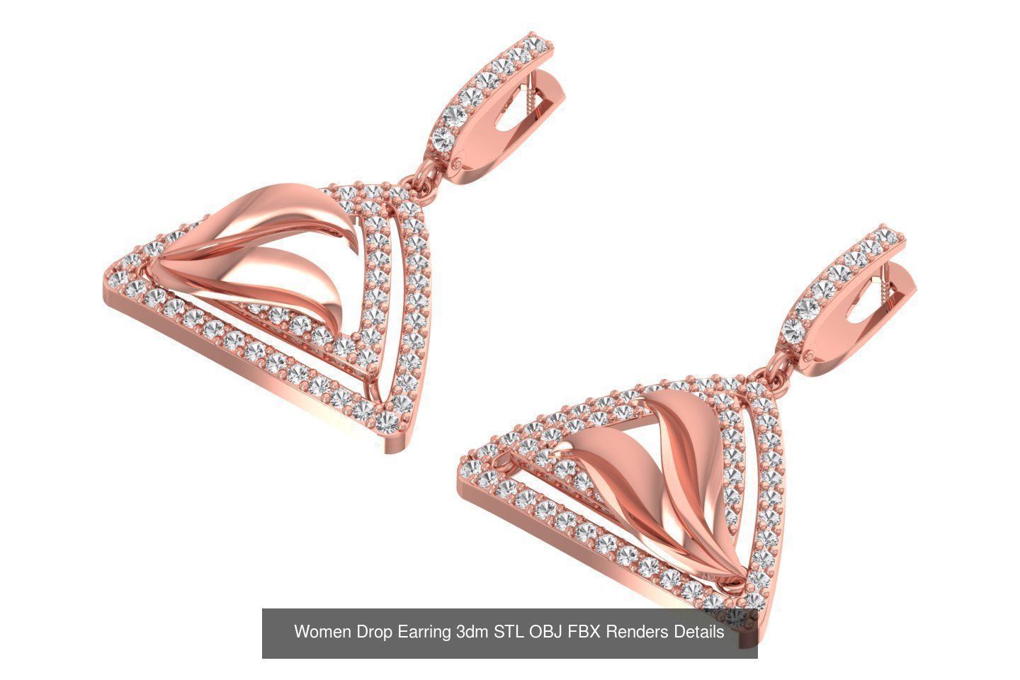 131 Women Drop Earring 3dm STL OBJ FBX Render Detail Collection _178