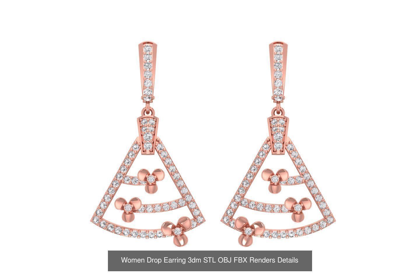 131 Women Drop Earring 3dm STL OBJ FBX Render Detail Collection _183