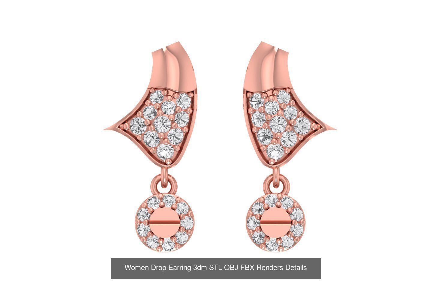 131 Women Drop Earring 3dm STL OBJ FBX Render Detail Collection _110