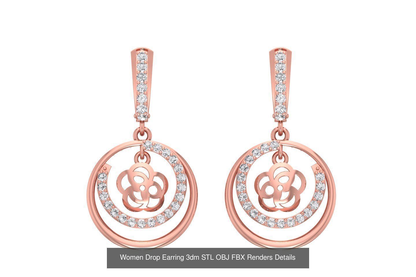 131 Women Drop Earring 3dm STL OBJ FBX Render Detail Collection _60