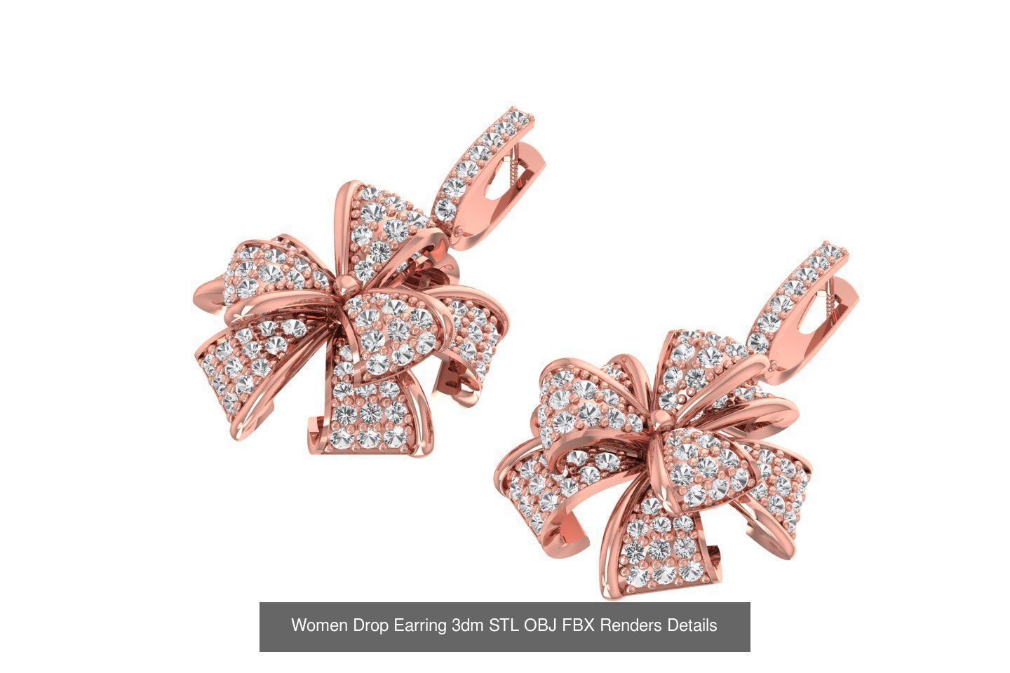 131 Women Drop Earring 3dm STL OBJ FBX Render Detail Collection _175