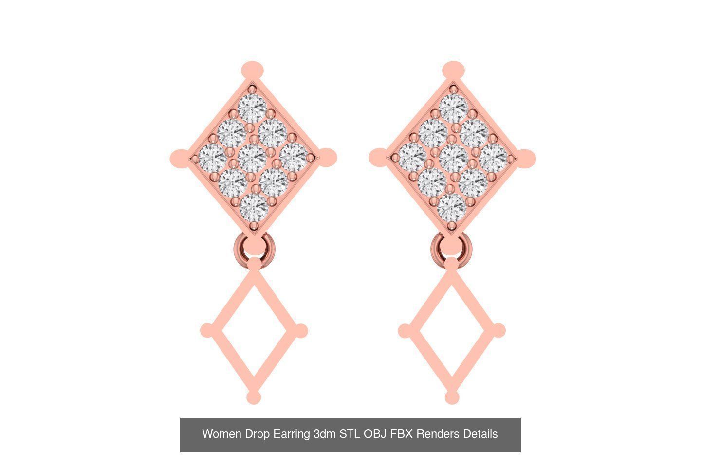 131 Women Drop Earring 3dm STL OBJ FBX Render Detail Collection _108