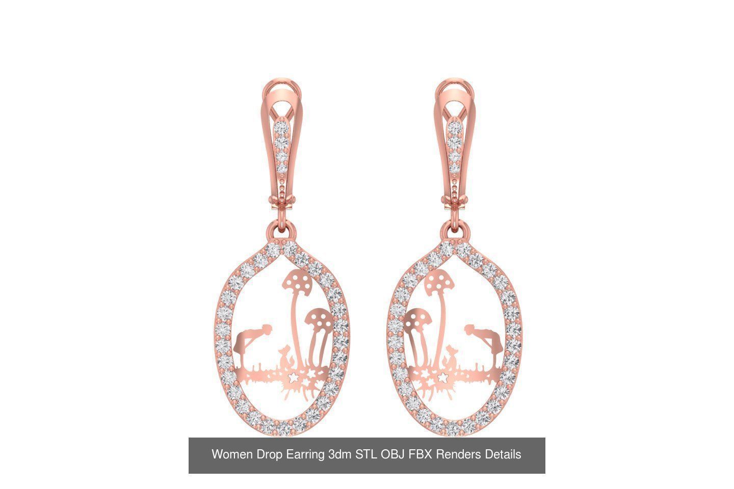 131 Women Drop Earring 3dm STL OBJ FBX Render Detail Collection _66