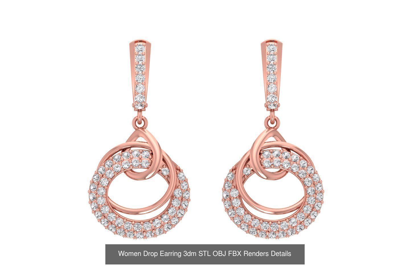 131 Women Drop Earring 3dm STL OBJ FBX Render Detail Collection _119