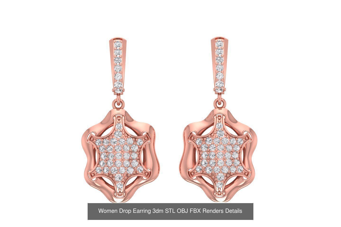 131 Women Drop Earring 3dm STL OBJ FBX Render Detail Collection _133