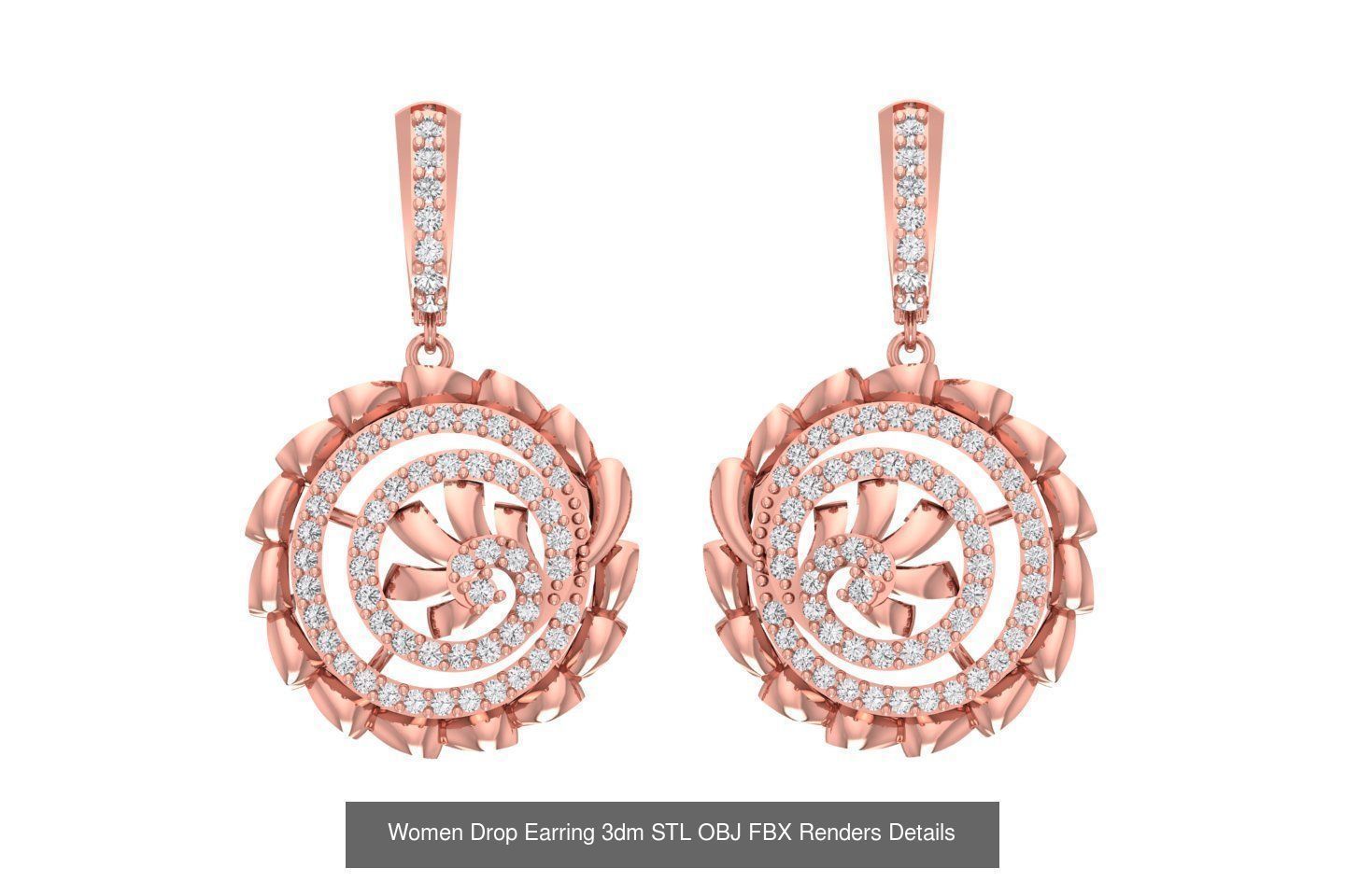 131 Women Drop Earring 3dm STL OBJ FBX Render Detail Collection _134