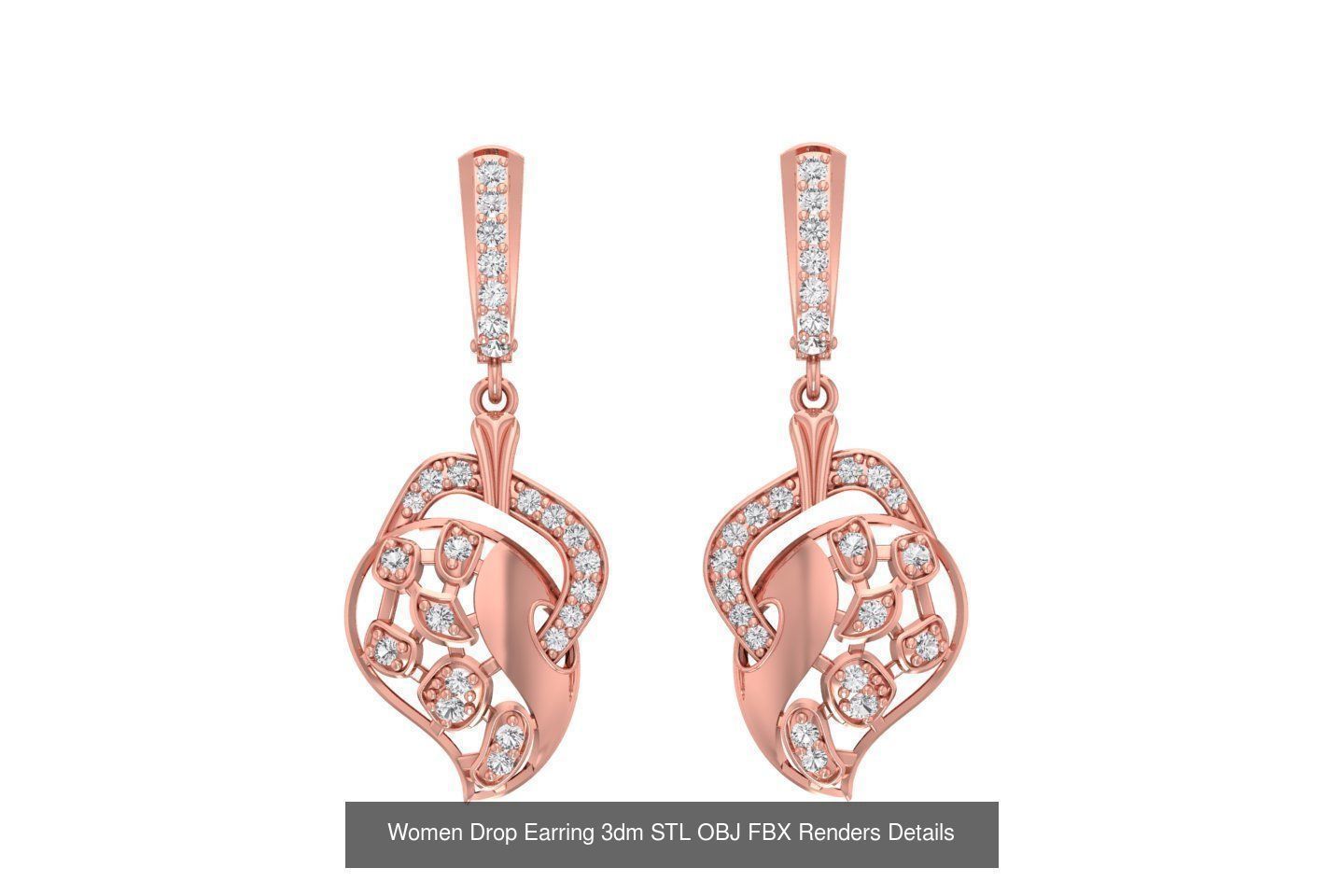 131 Women Drop Earring 3dm STL OBJ FBX Render Detail Collection _152