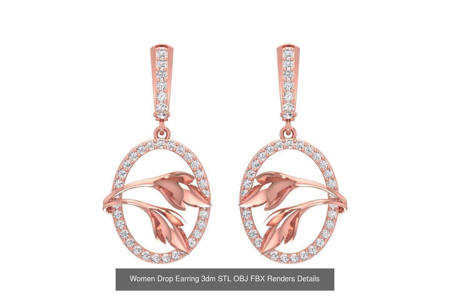 131 Women Drop Earring 3dm STL OBJ FBX Render Detail Collection _180