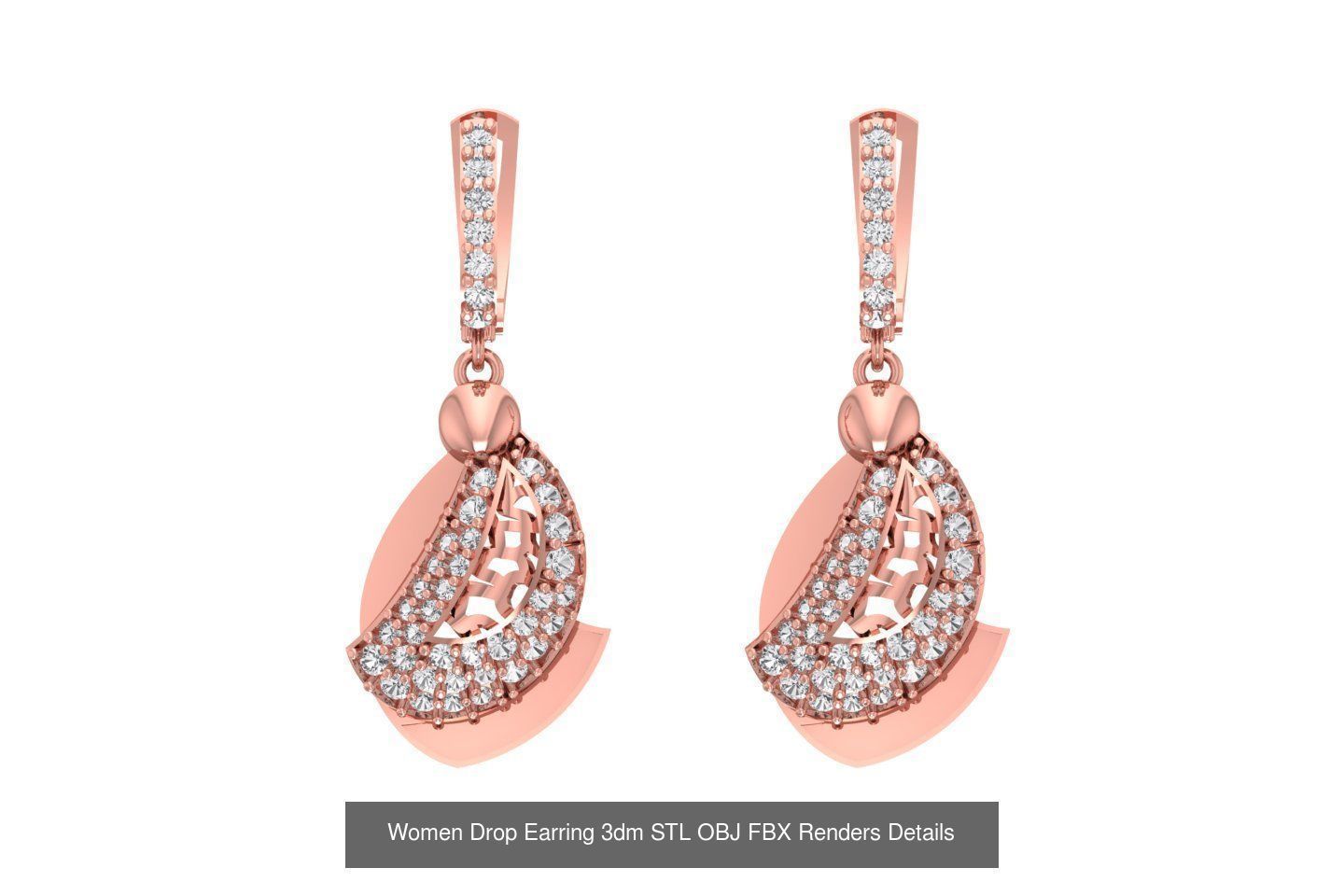 131 Women Drop Earring 3dm STL OBJ FBX Render Detail Collection _113