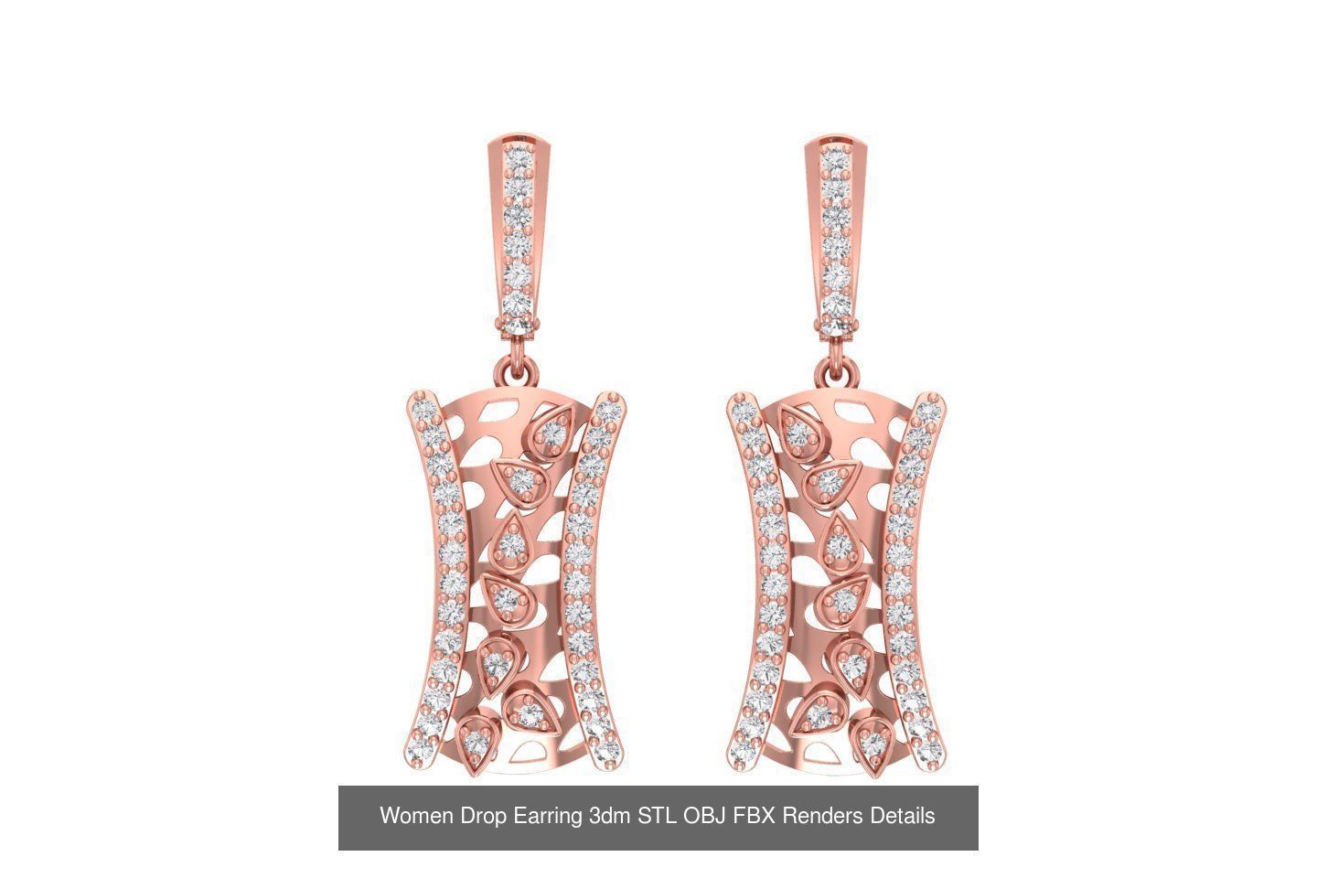 131 Women Drop Earring 3dm STL OBJ FBX Render Detail Collection _154