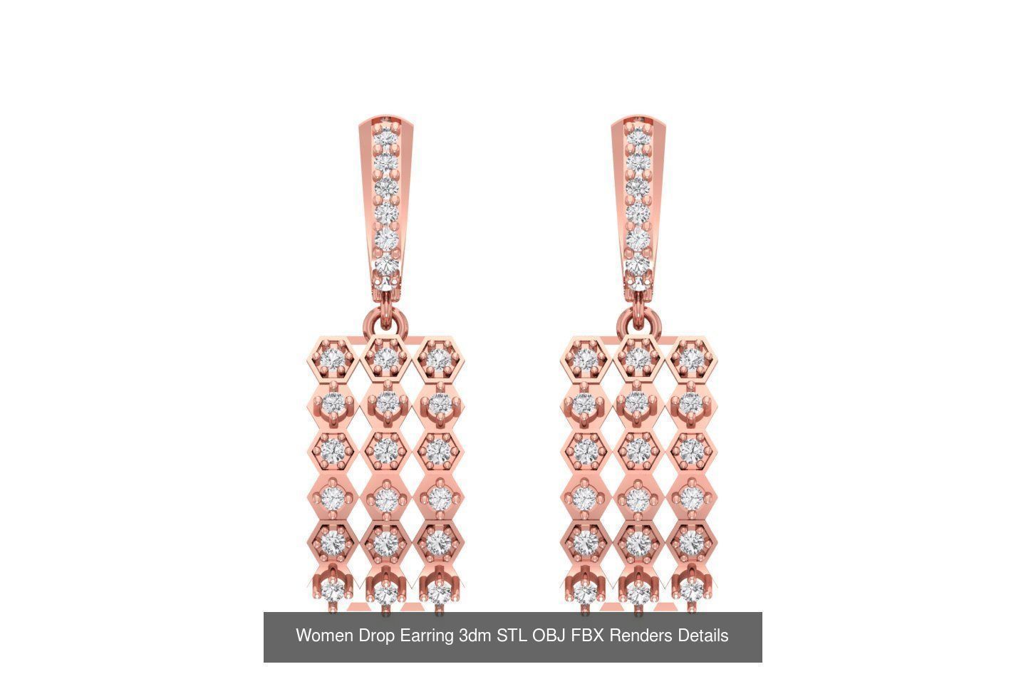 131 Women Drop Earring 3dm STL OBJ FBX Render Detail Collection _101