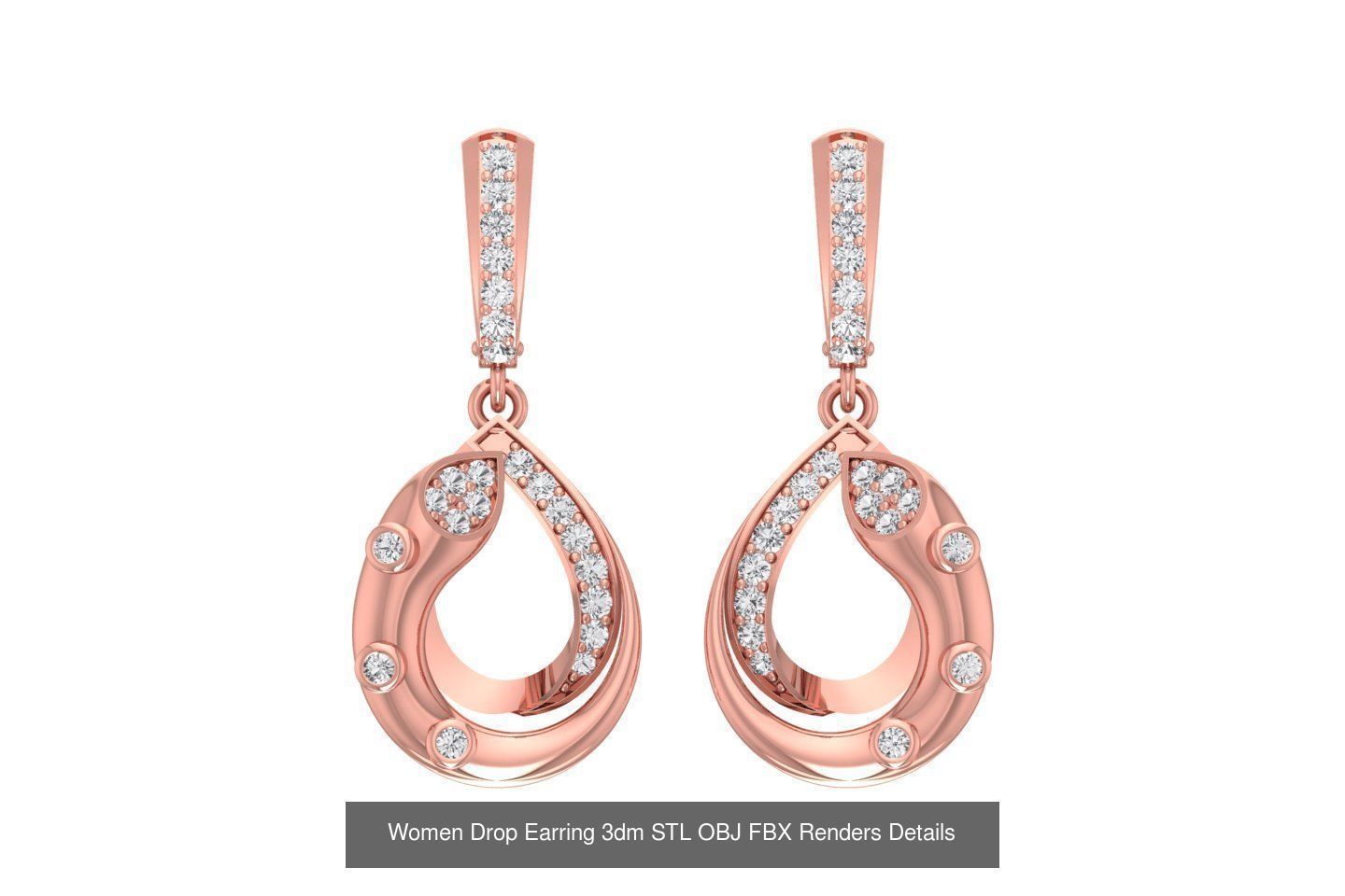 131 Women Drop Earring 3dm STL OBJ FBX Render Detail Collection _72