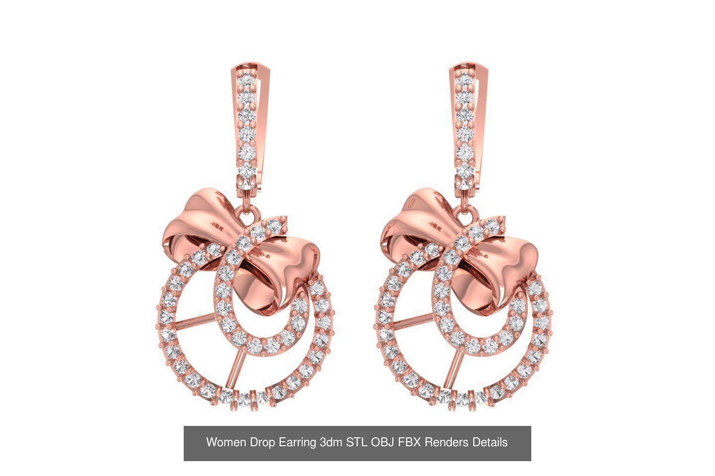 131 Women Drop Earring 3dm STL OBJ FBX Render Detail Collection _117