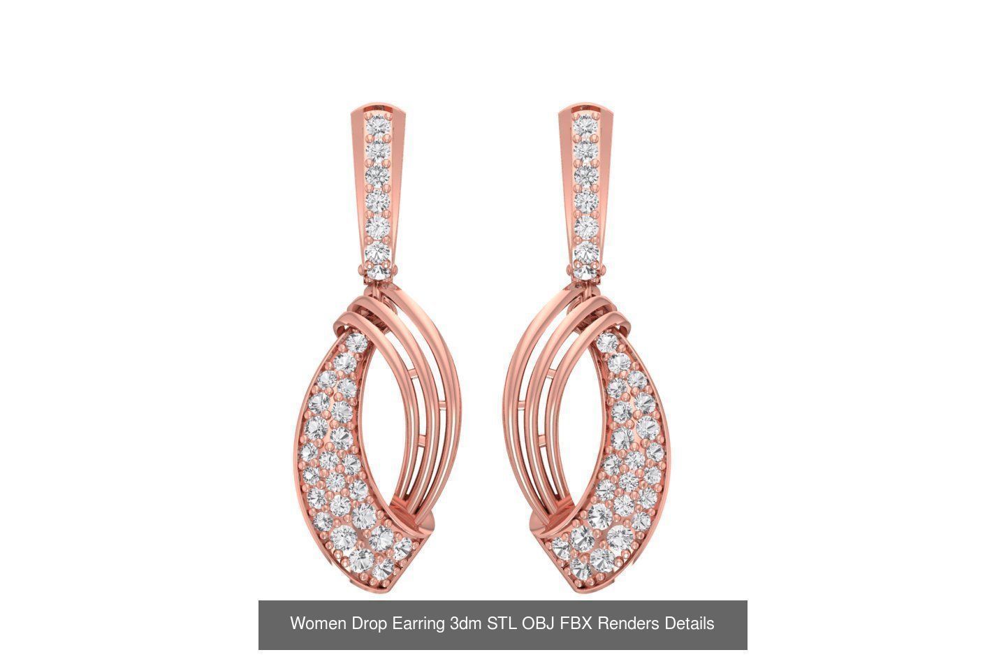 131 Women Drop Earring 3dm STL OBJ FBX Render Detail Collection _148