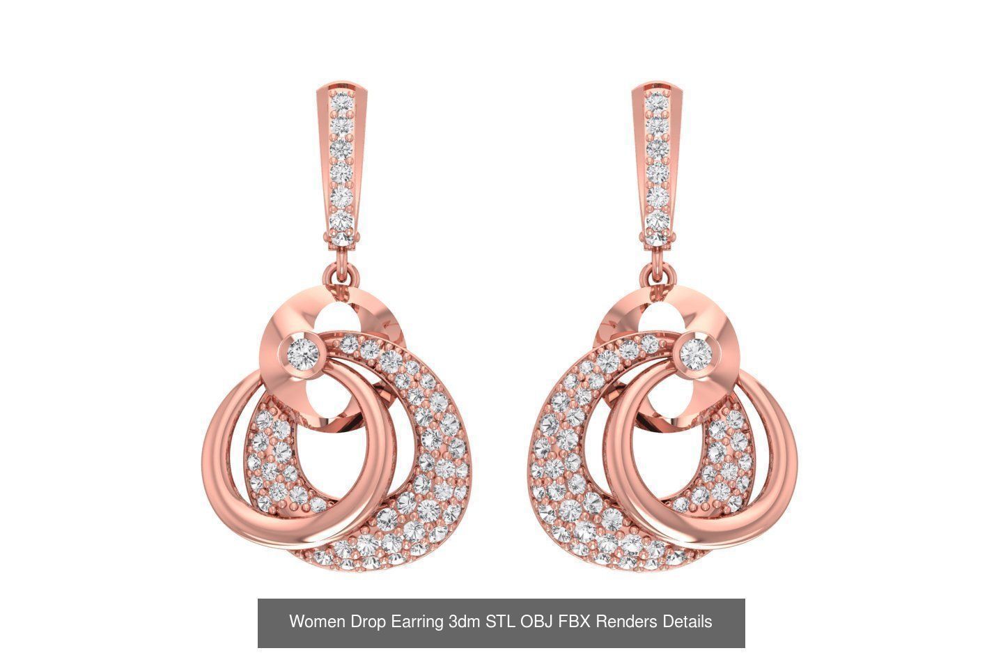 131 Women Drop Earring 3dm STL OBJ FBX Render Detail Collection _121