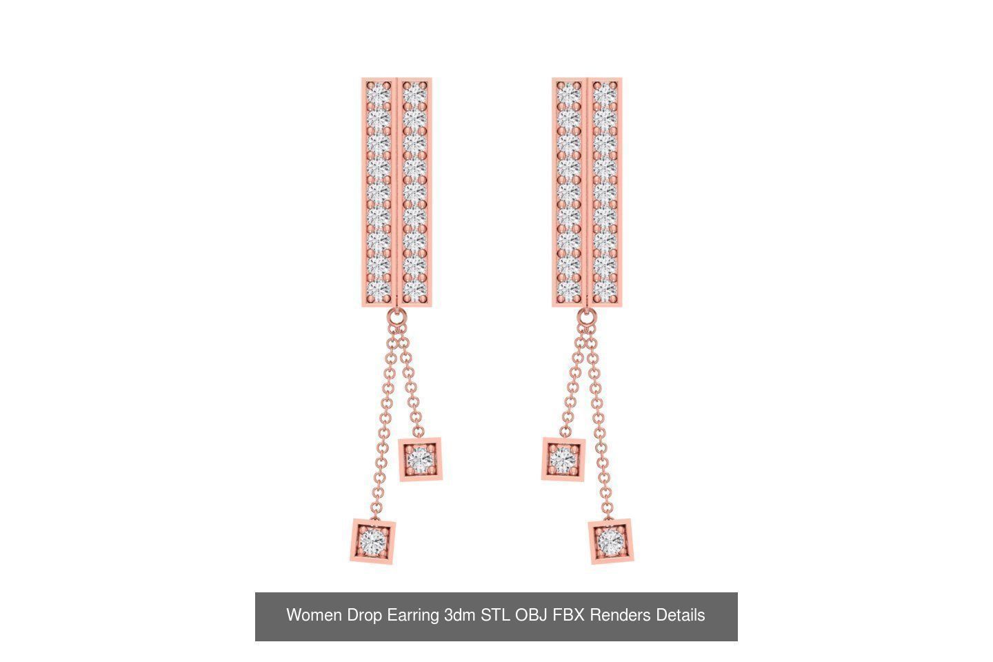 131 Women Drop Earring 3dm STL OBJ FBX Render Detail Collection _80