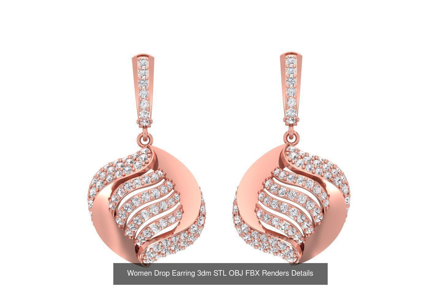 131 Women Drop Earring 3dm STL OBJ FBX Render Detail Collection _145