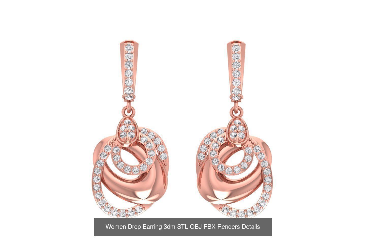 131 Women Drop Earring 3dm STL OBJ FBX Render Detail Collection _122