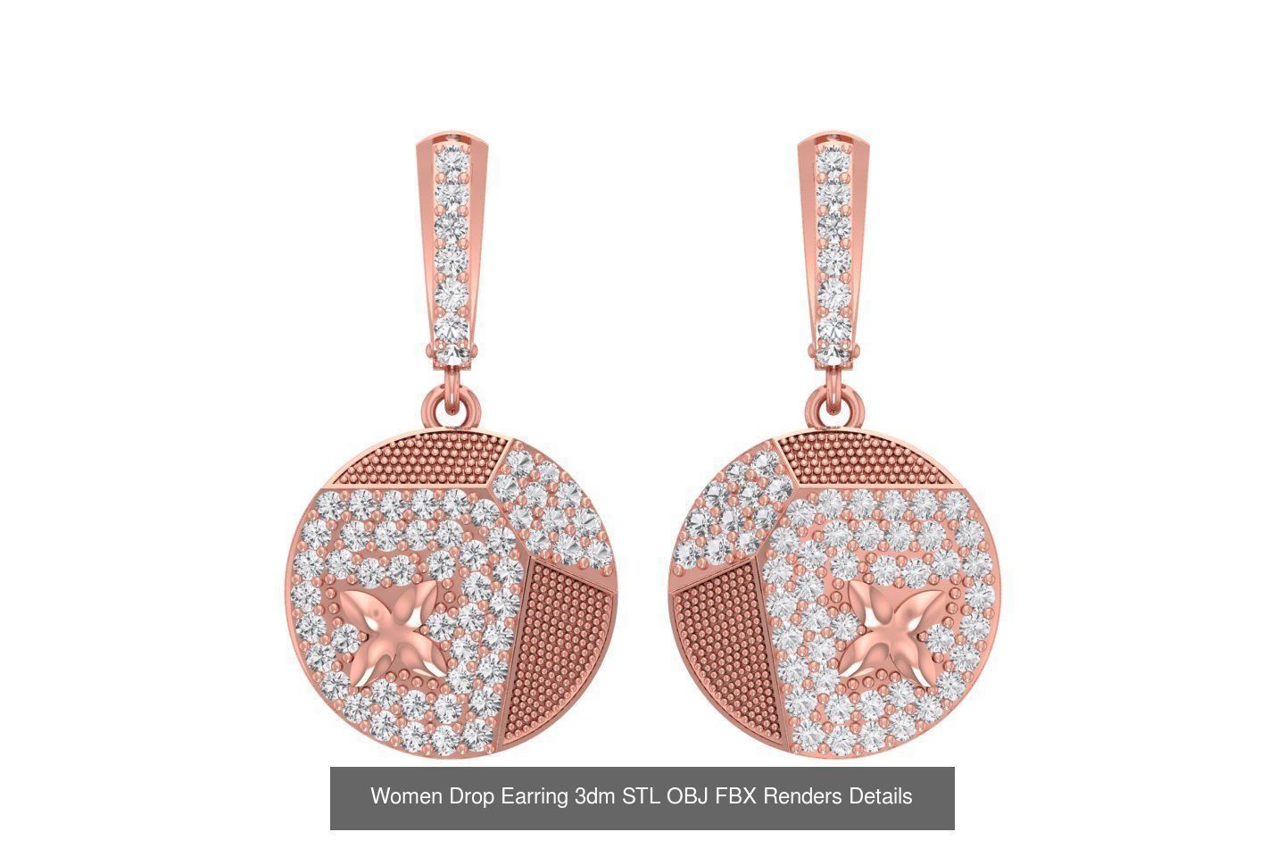 131 Women Drop Earring 3dm STL OBJ FBX Render Detail Collection _81