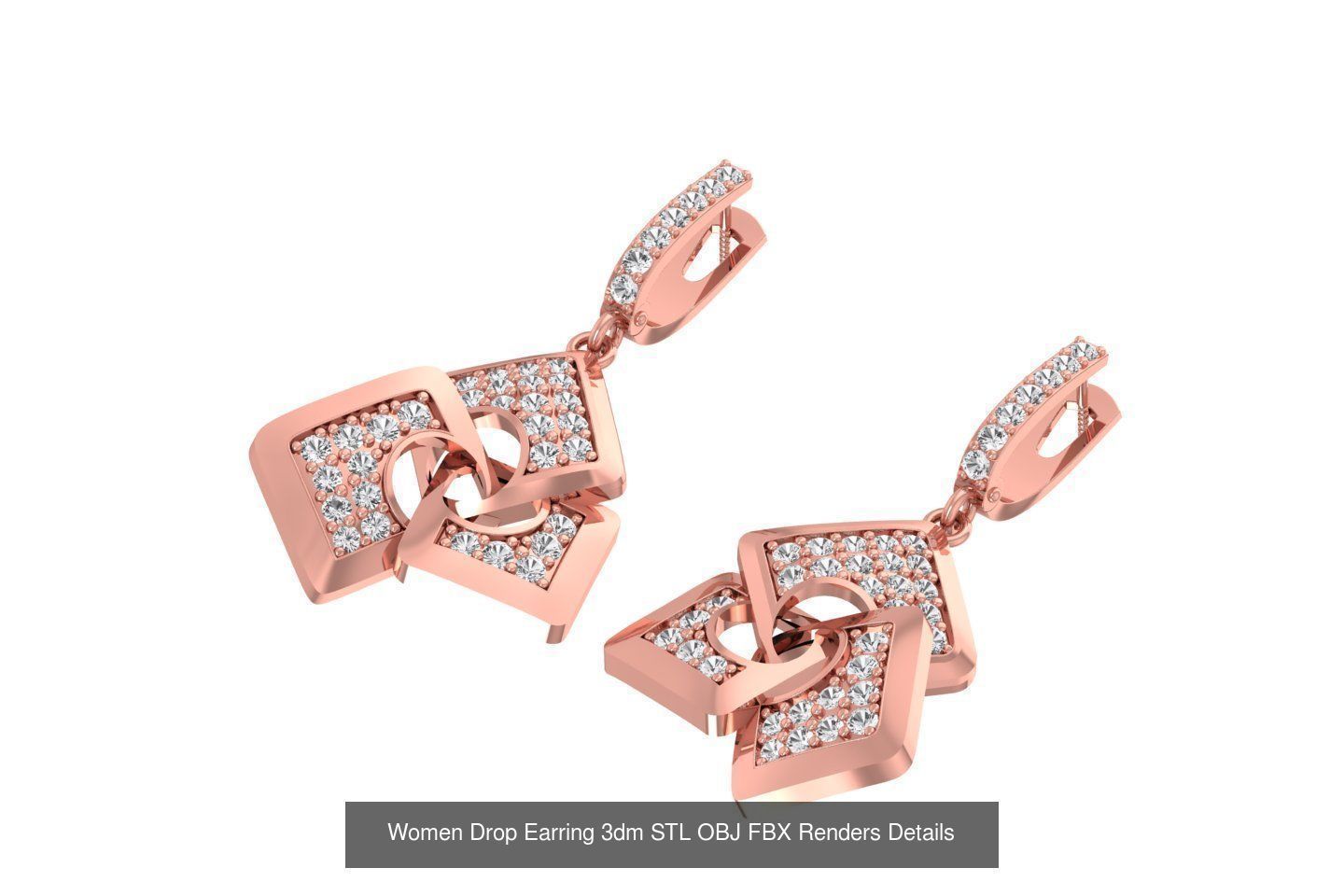 131 Women Drop Earring 3dm STL OBJ FBX Render Detail Collection _174