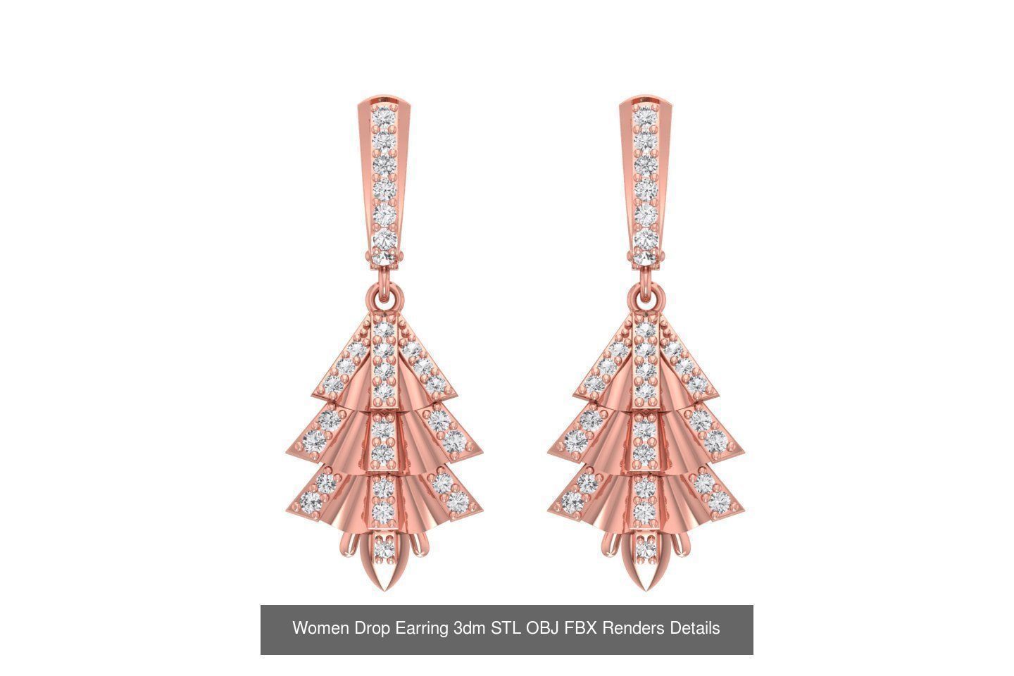 131 Women Drop Earring 3dm STL OBJ FBX Render Detail Collection _116