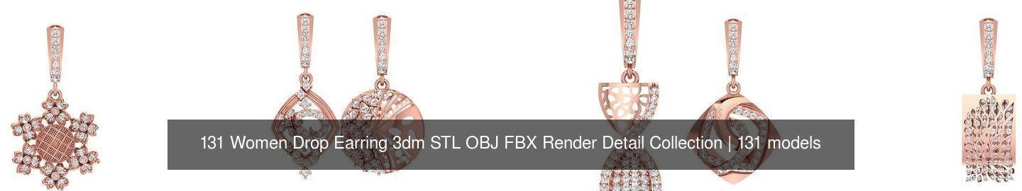 131 Women Drop Earring 3dm STL OBJ FBX Render Detail Collection _17