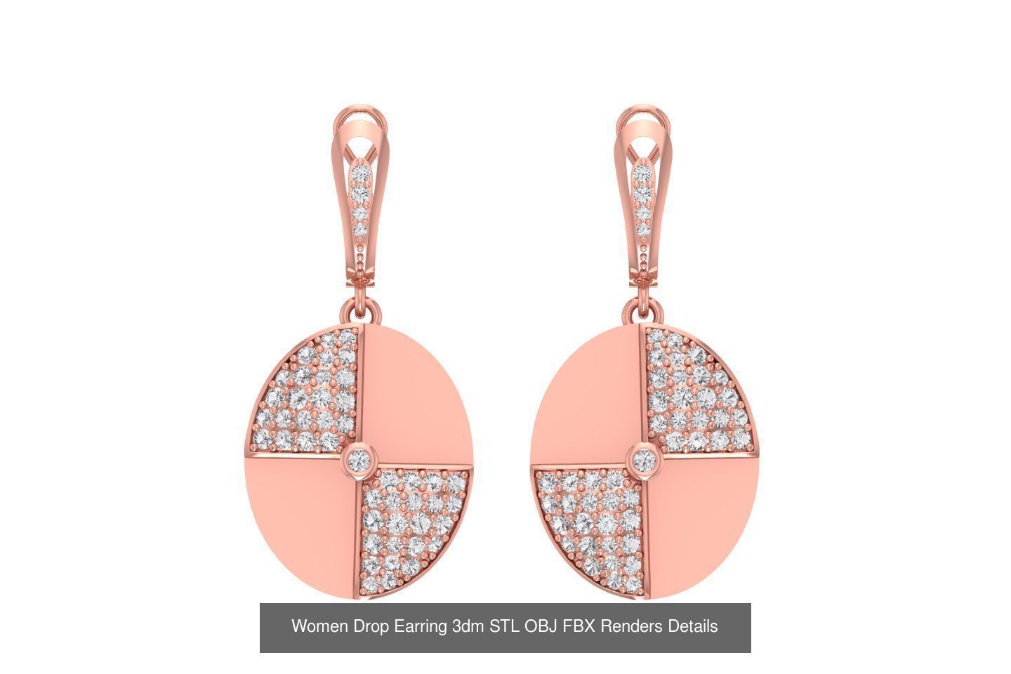 131 Women Drop Earring 3dm STL OBJ FBX Render Detail Collection _97