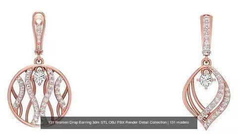 131 Women Drop Earring 3dm STL OBJ FBX Render Detail Collection _3