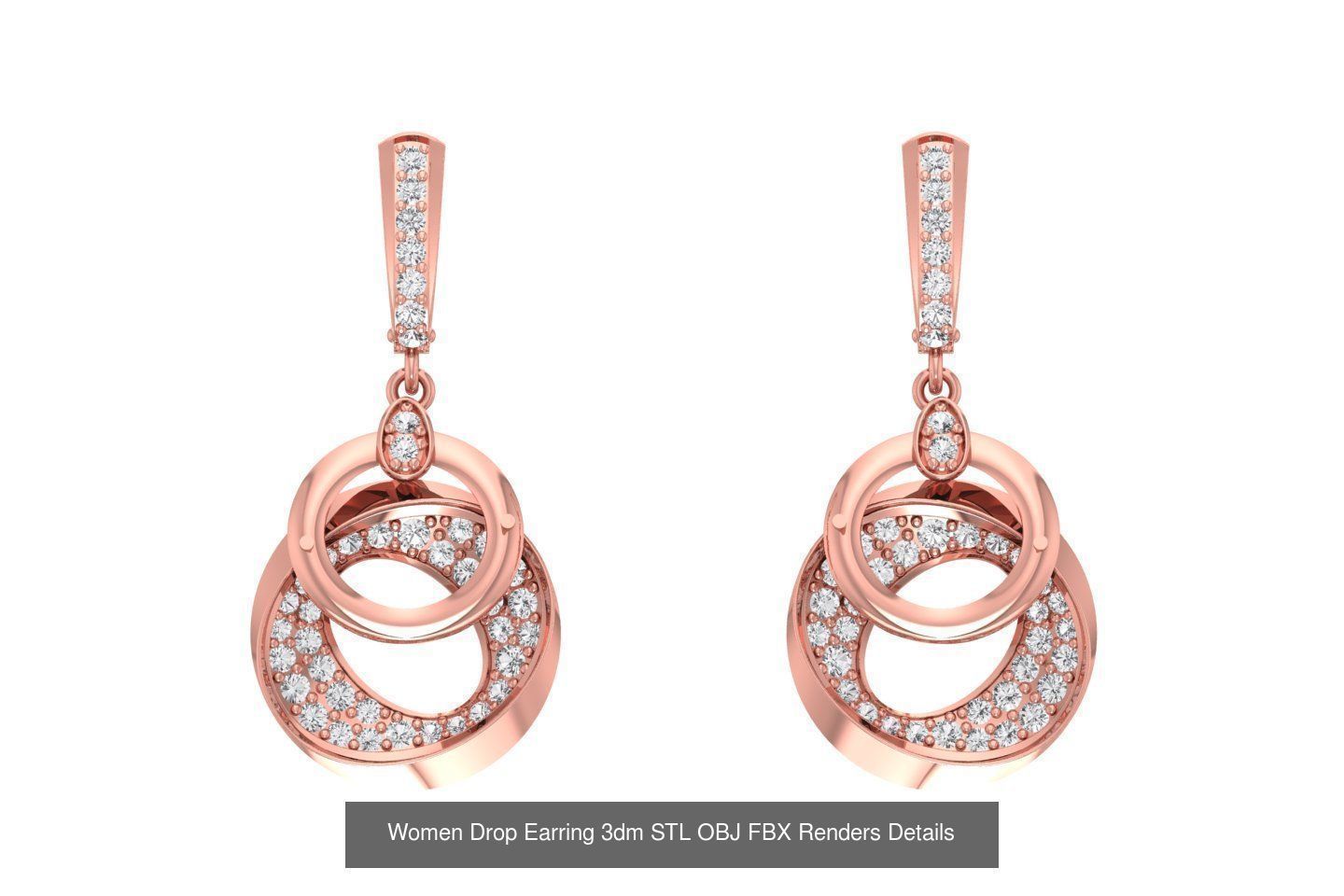 131 Women Drop Earring 3dm STL OBJ FBX Render Detail Collection _120