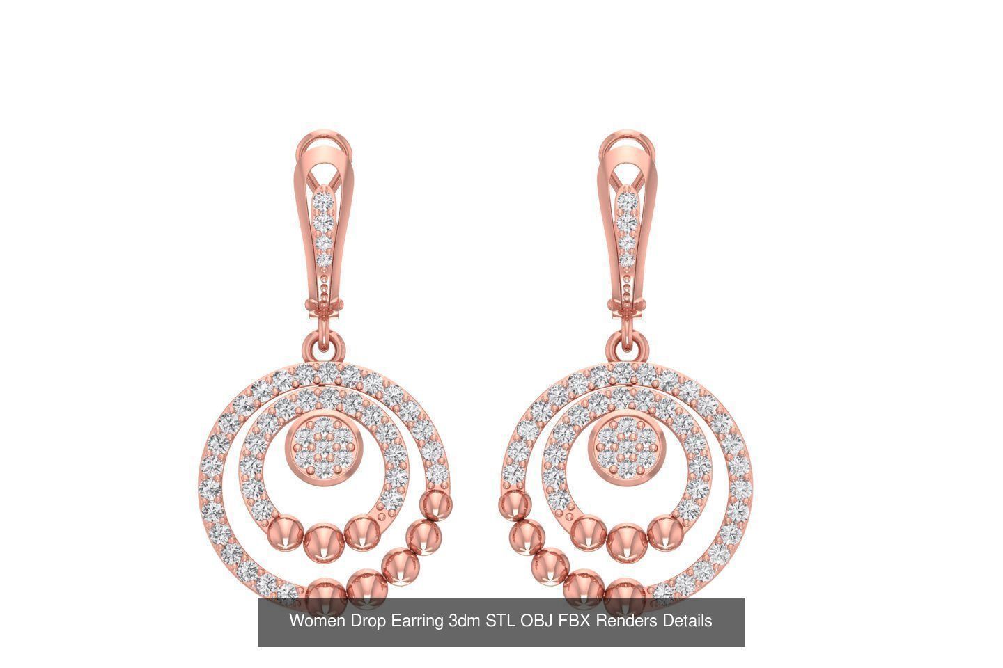 131 Women Drop Earring 3dm STL OBJ FBX Render Detail Collection _59