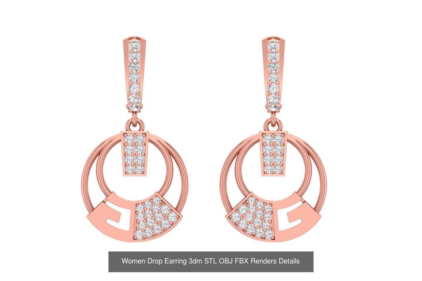 131 Women Drop Earring 3dm STL OBJ FBX Render Detail Collection _79