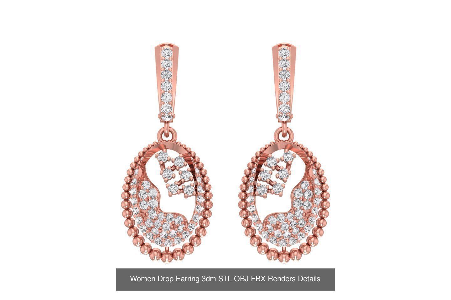 131 Women Drop Earring 3dm STL OBJ FBX Render Detail Collection _84