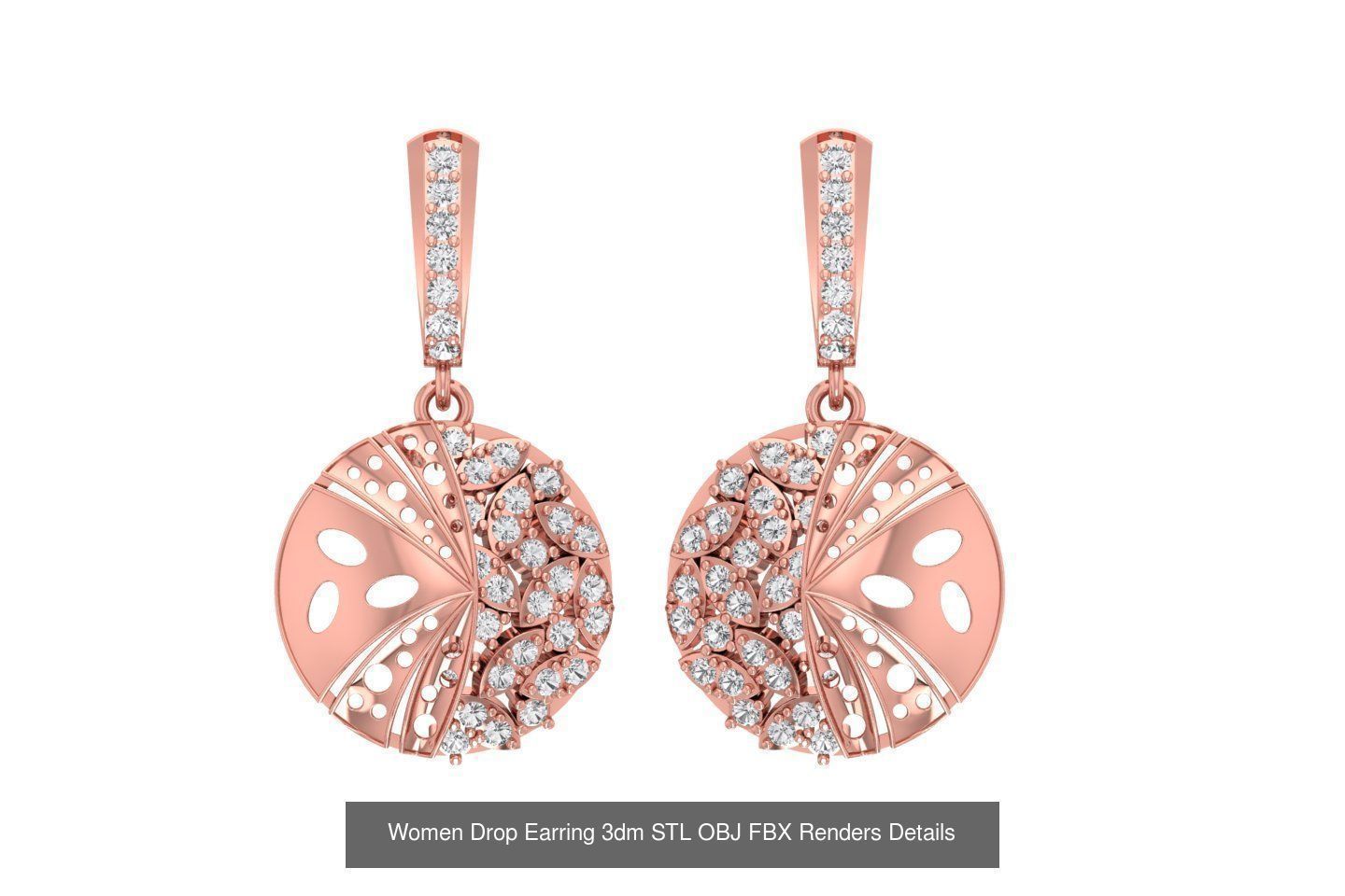 131 Women Drop Earring 3dm STL OBJ FBX Render Detail Collection _91