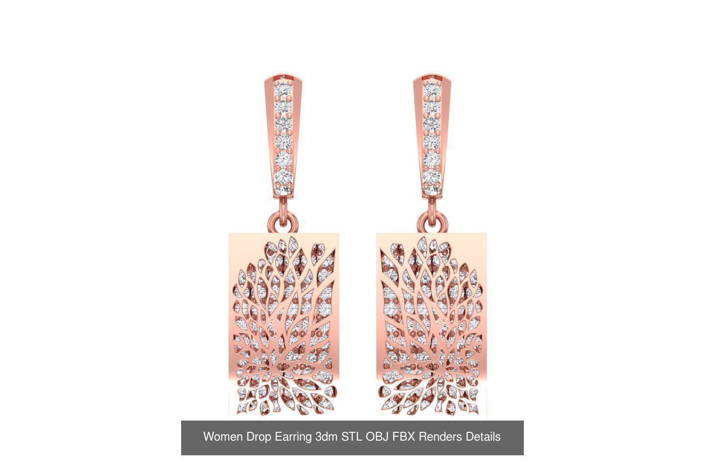 131 Women Drop Earring 3dm STL OBJ FBX Render Detail Collection _96