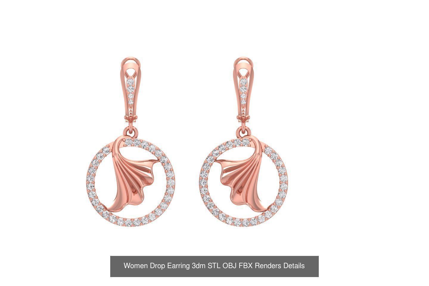 131 Women Drop Earring 3dm STL OBJ FBX Render Detail Collection _74