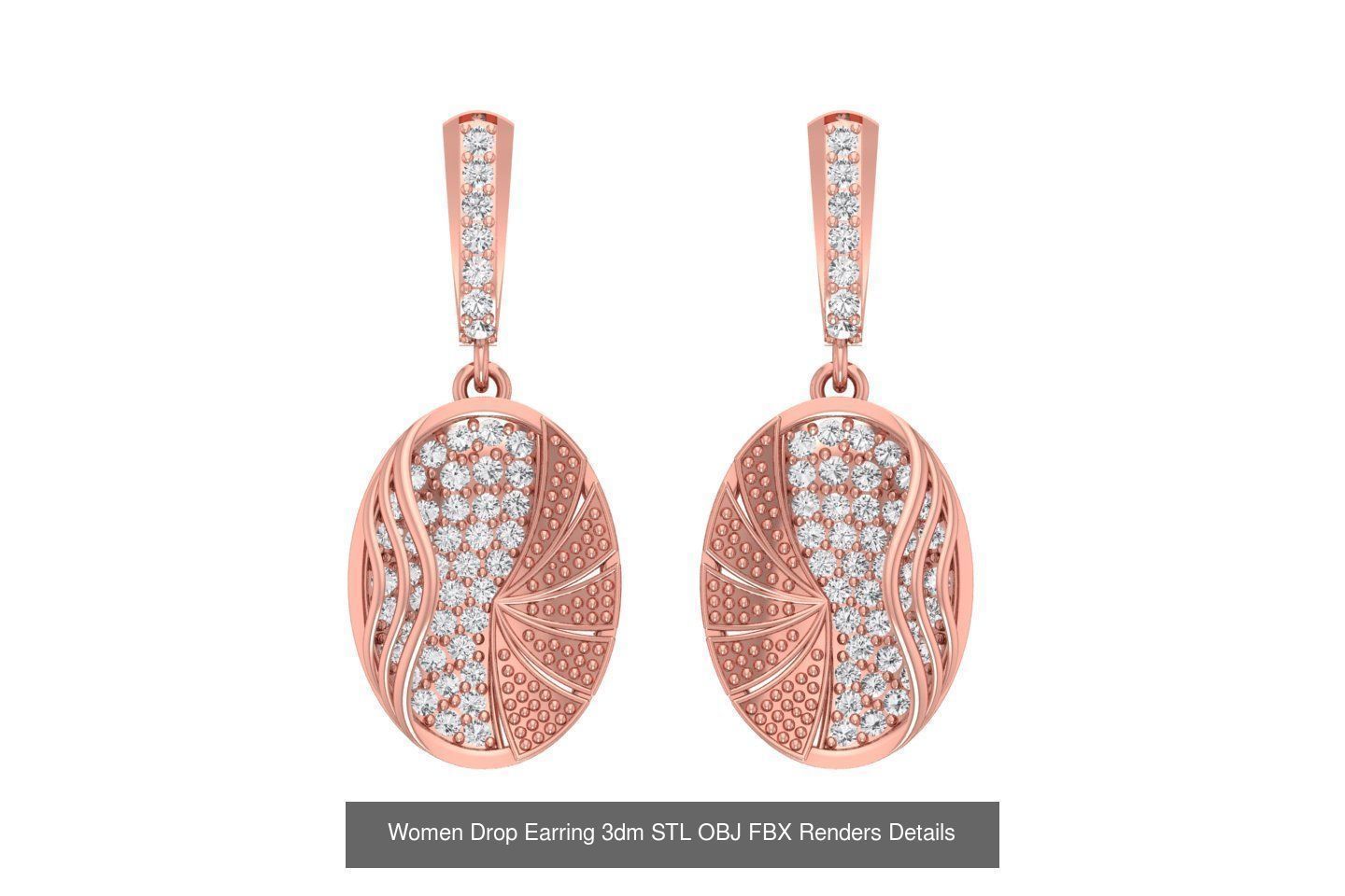 131 Women Drop Earring 3dm STL OBJ FBX Render Detail Collection _90