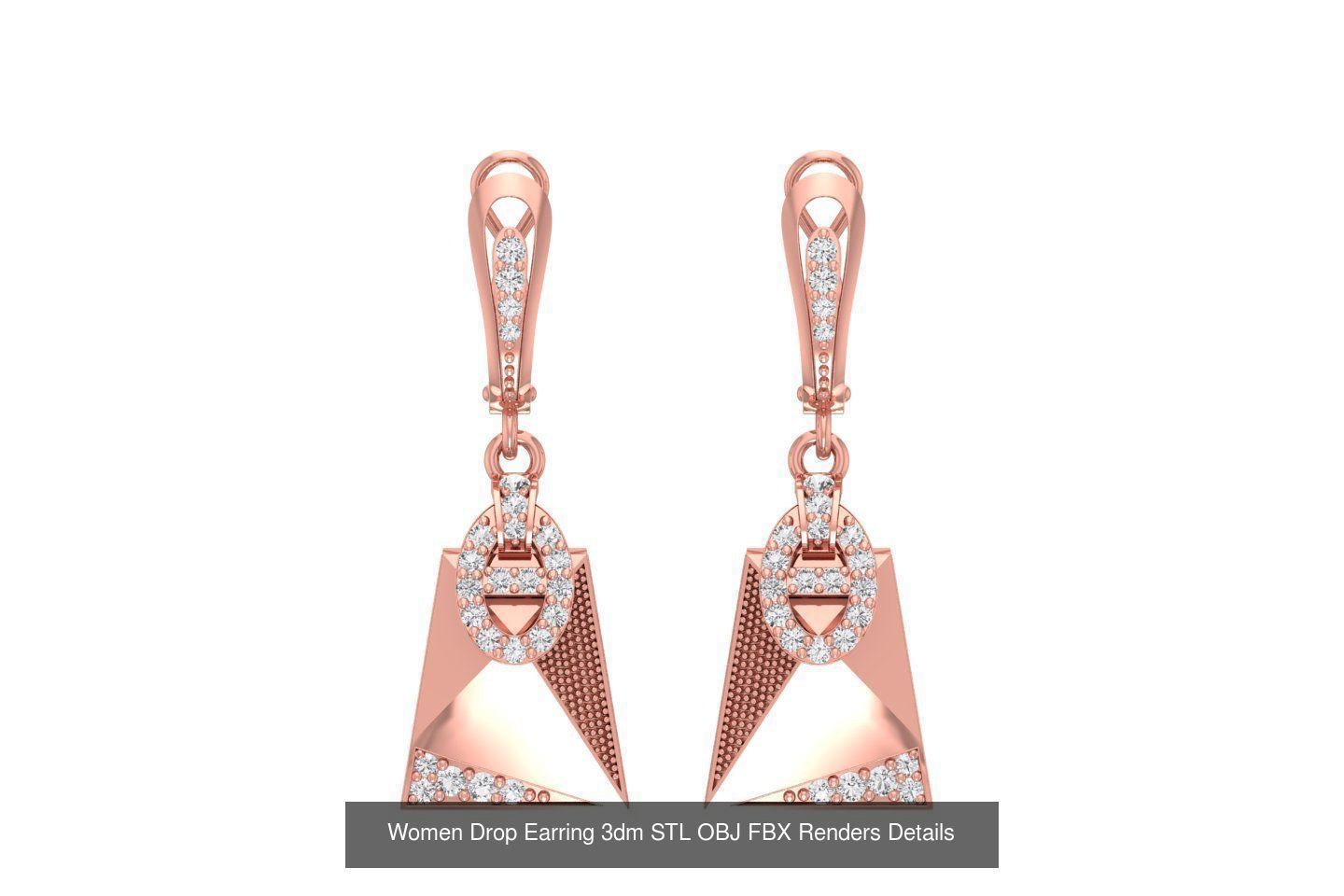 131 Women Drop Earring 3dm STL OBJ FBX Render Detail Collection _73