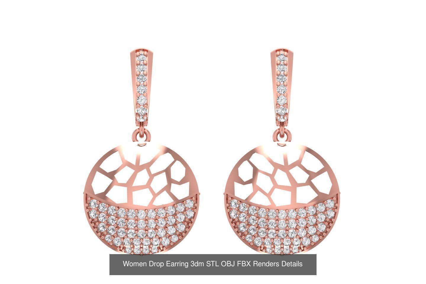 131 Women Drop Earring 3dm STL OBJ FBX Render Detail Collection _103