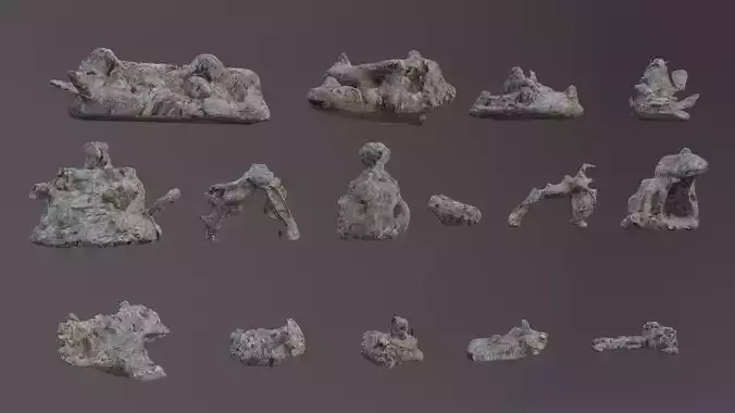 Low Poly Cliff Rock Set For Games