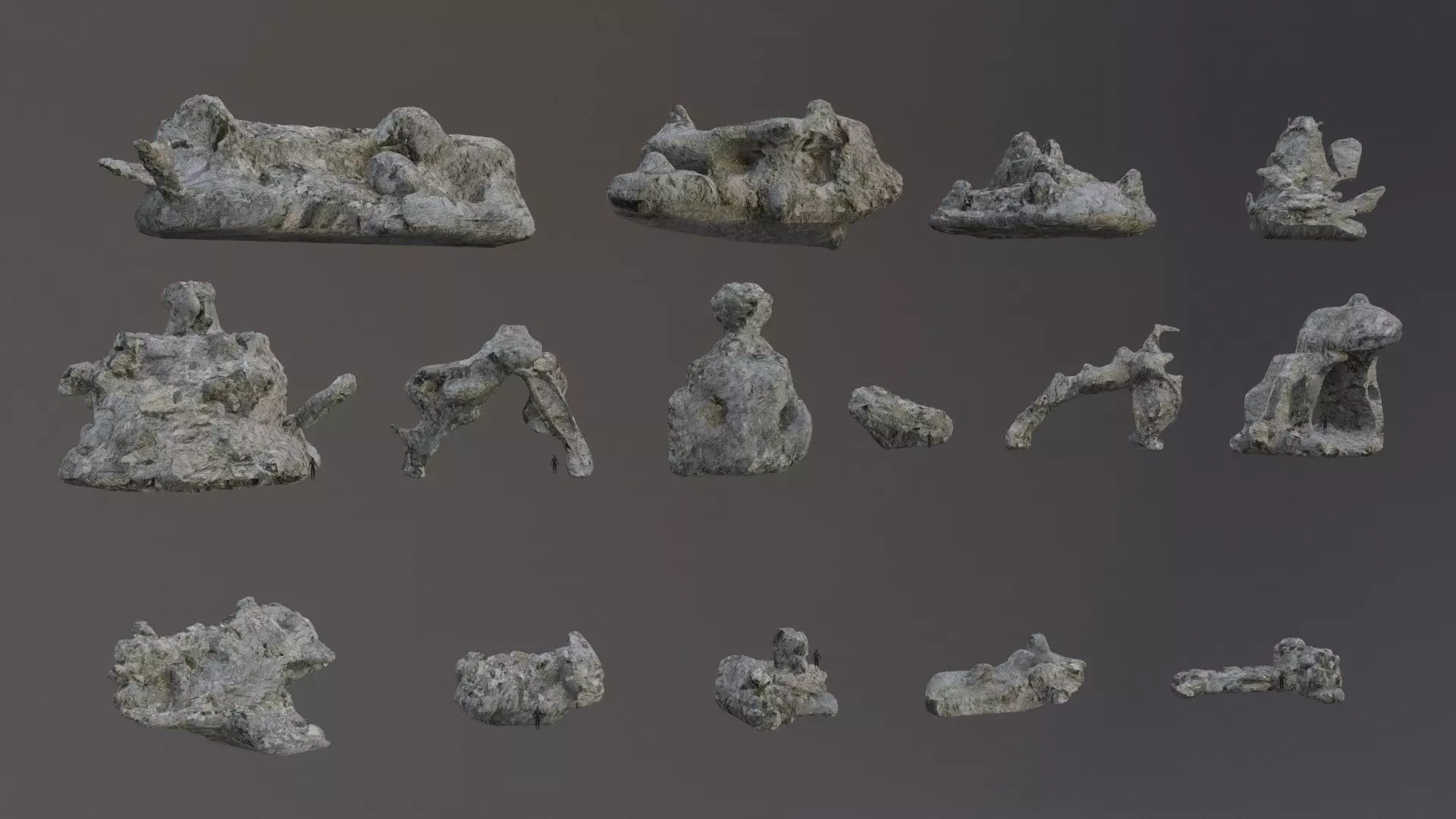 Low Poly Cliff Rock Set For Games Low-poly 3D model_0