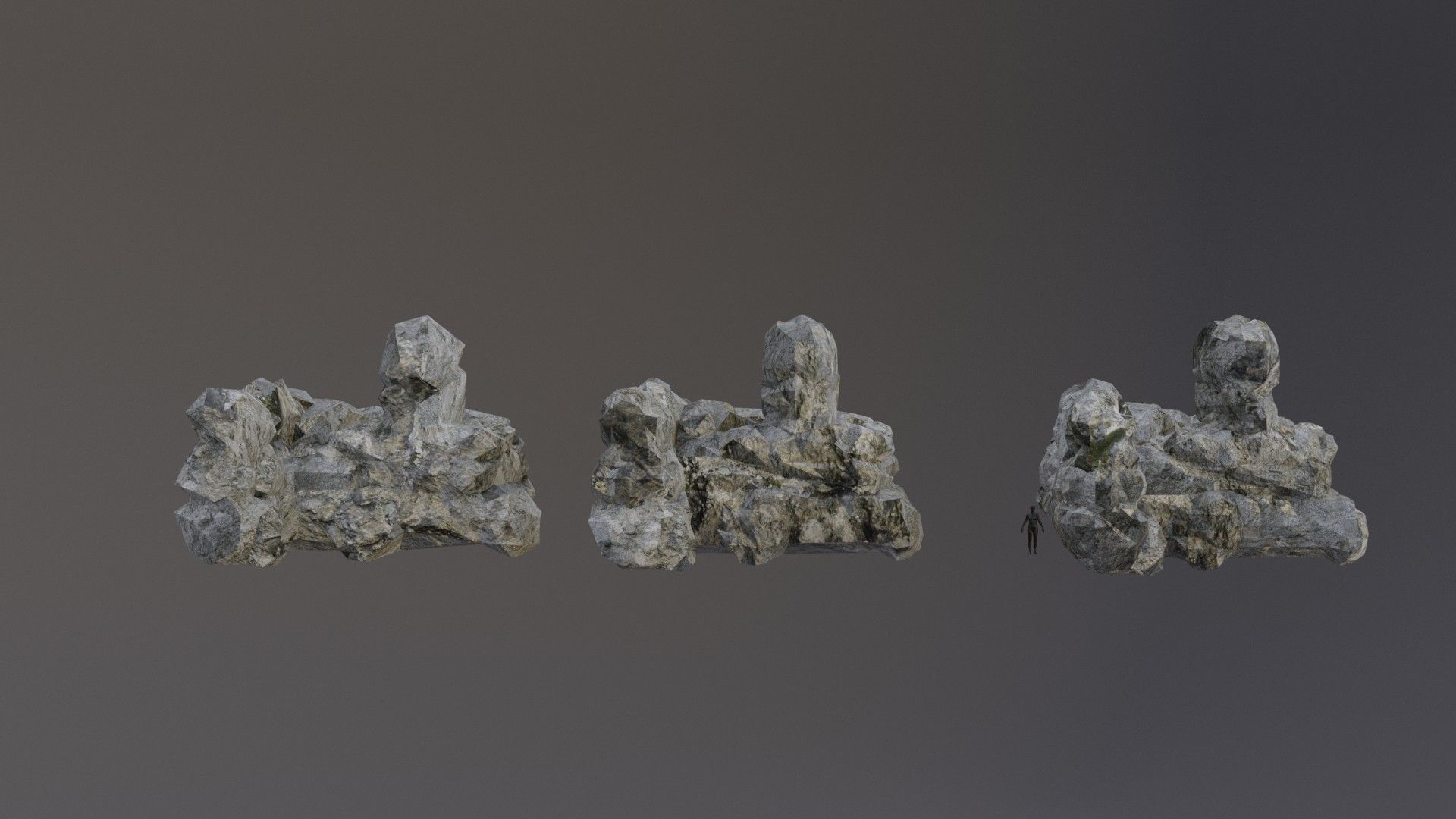 Low Poly Cliff Rock Set For Games Low-poly 3D model_1