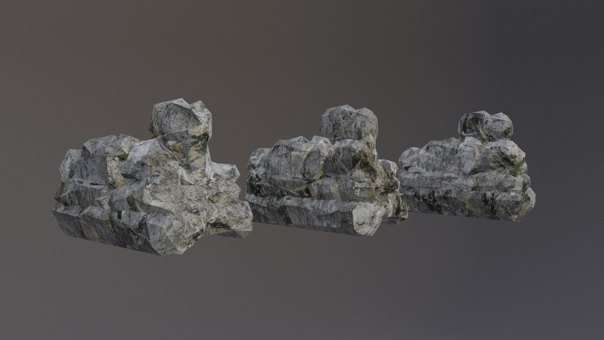 Low Poly Cliff Rock Set For Games Low-poly 3D model_2