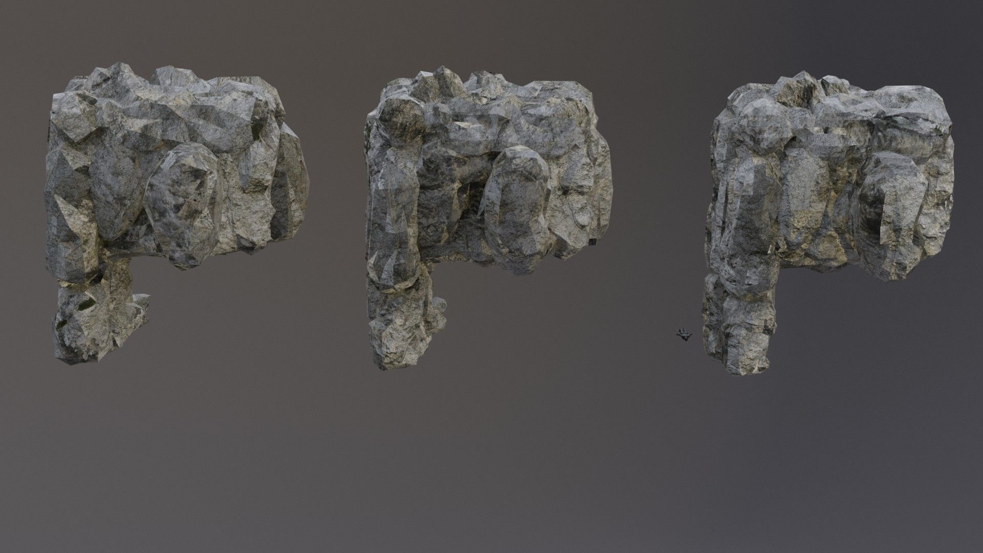Low Poly Cliff Rock Set For Games Low-poly 3D model_3