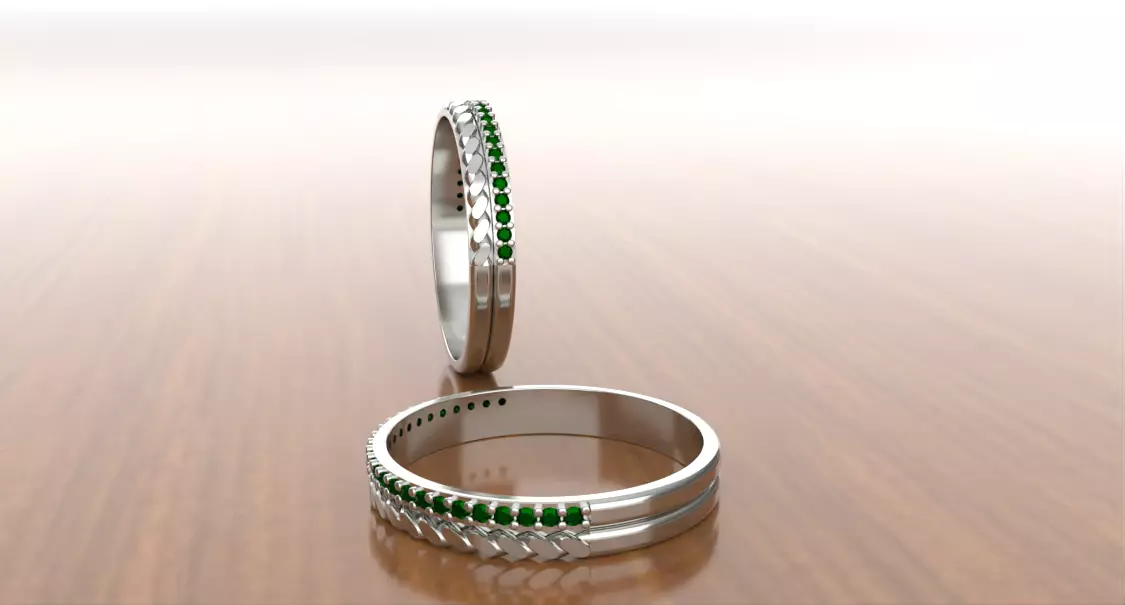 Double Ring Half Rope Half Gems 3D print model