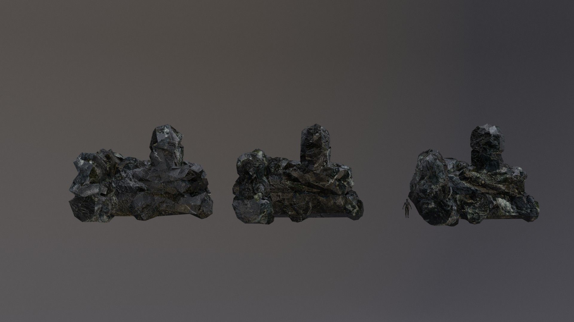 Low Poly Cliff Rock Set For Games  Low-poly 3D model_1