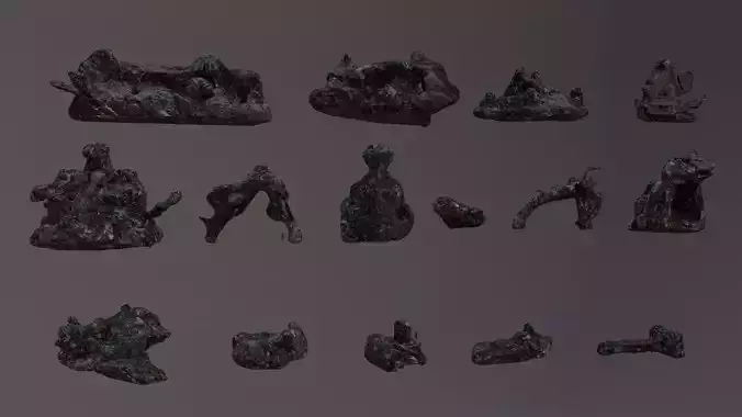 Low Poly Cliff Rock Set For Games 