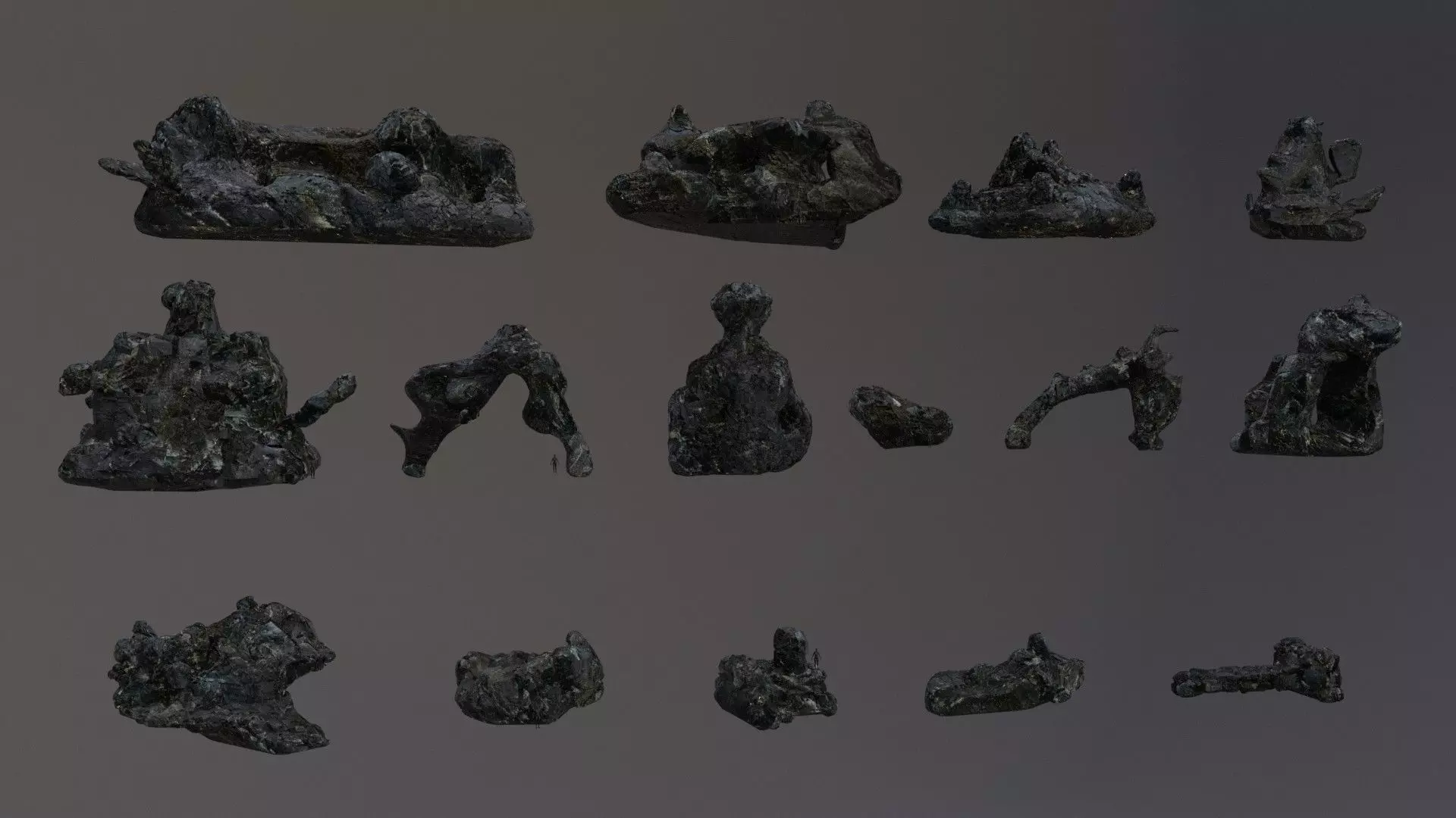 Low Poly Cliff Rock Set For Games  Low-poly 3D model_0